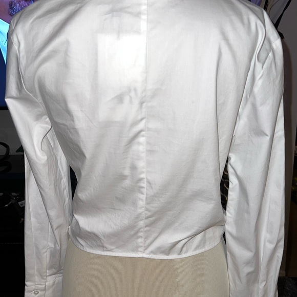 New ZARA WHITE GATHERED POPLIN SHIRT, Medium - Picture 7 of 10